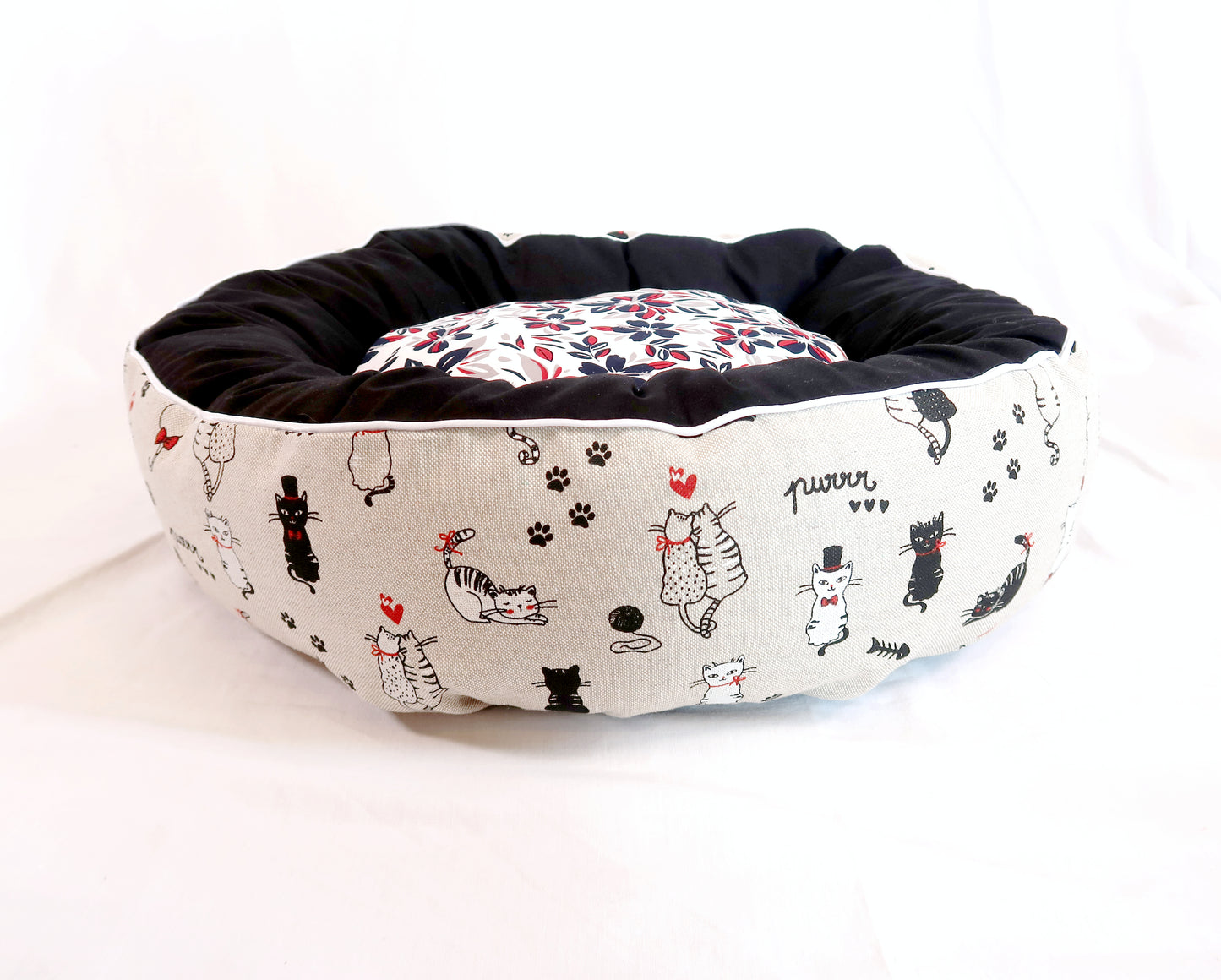 Panier déhoussable Chats - Noir